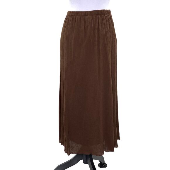 LAURA Scott Sheer Brown Scrunch Maxi Skirt M - Picture 1 of 7